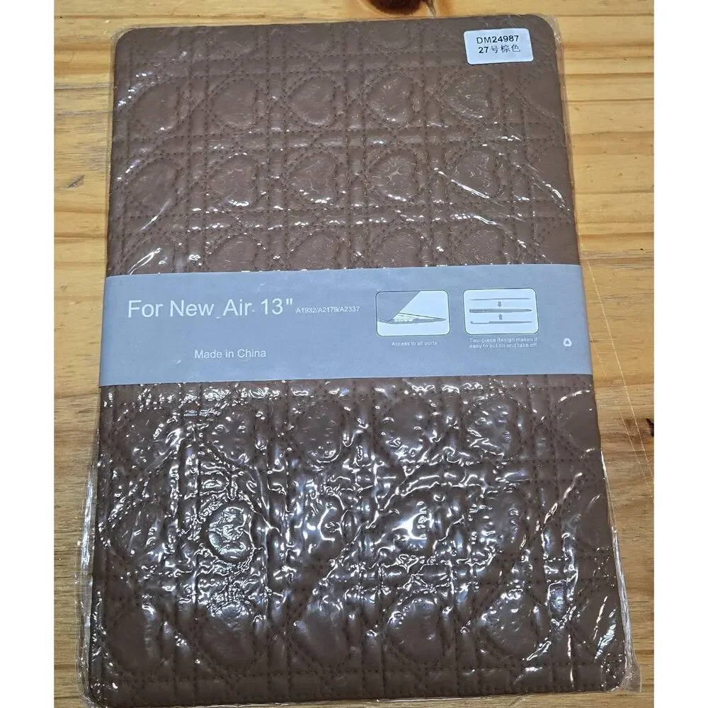 Apple Air 13” Brown Hard Shell With Quilted Leather Hearts